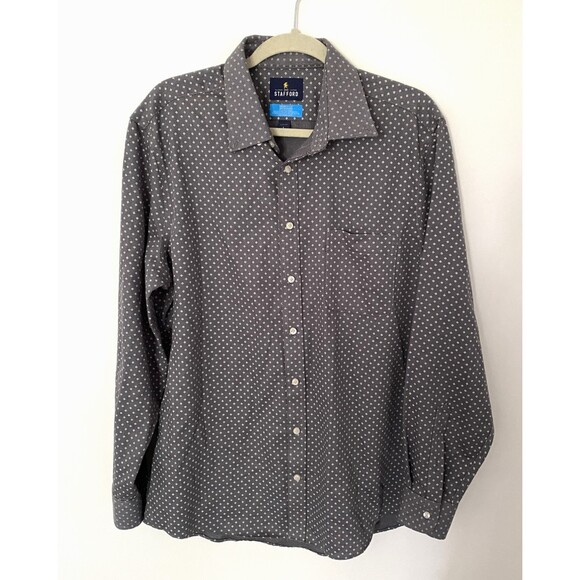 Stafford Men’s Long Sleeve Dress Shirt Coolmax Breathable Button Up L 16-16.5 - Picture 1 of 7